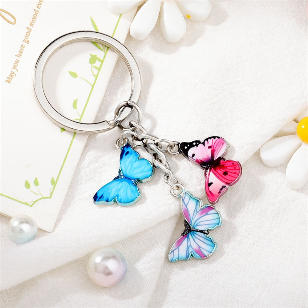 Blue Pink Butterfly Keychain Color Dripping Butterfly Insects Color Butterfly