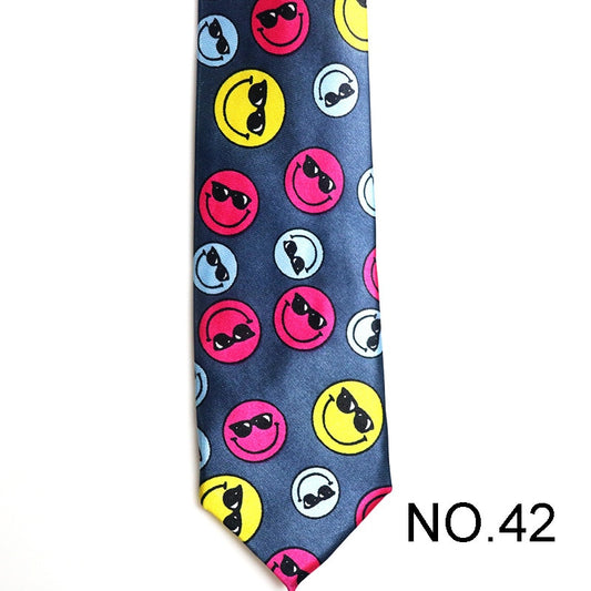 Colorful Emoji with Glasses Men's Tie Male Neckties Suit Party Ties Wedding