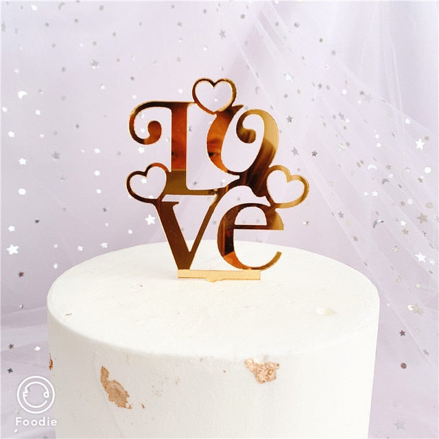 LOVE Hearts Cake Topper Party Wedding Cake Toppers Cake Decorations Supplies