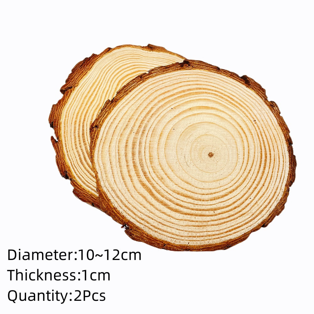 3-12cm Thick 1 Pack Natural Pine Round Unfinished Wood Slices Circles With Tree