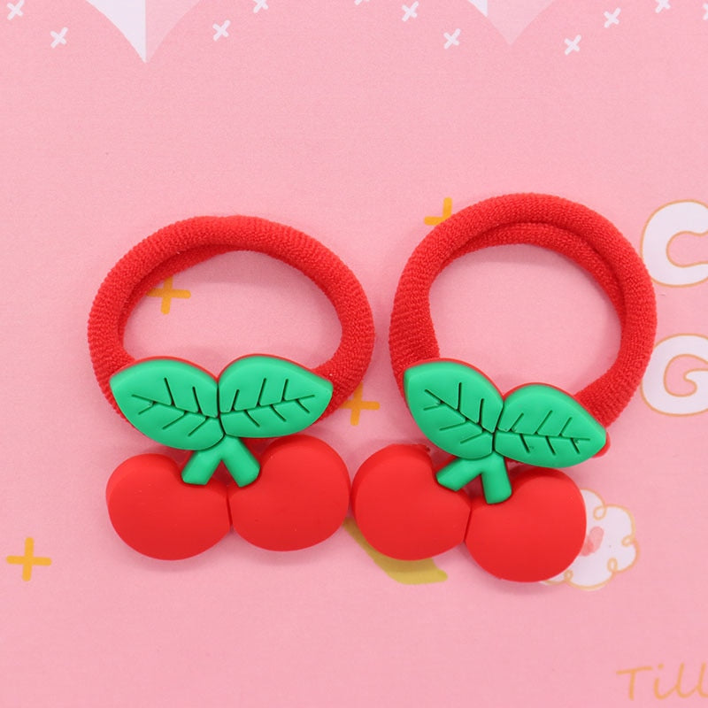 2Pcs Cherries Cute Rubber Band Hairbands Creative Scrunchies Kids Elastic