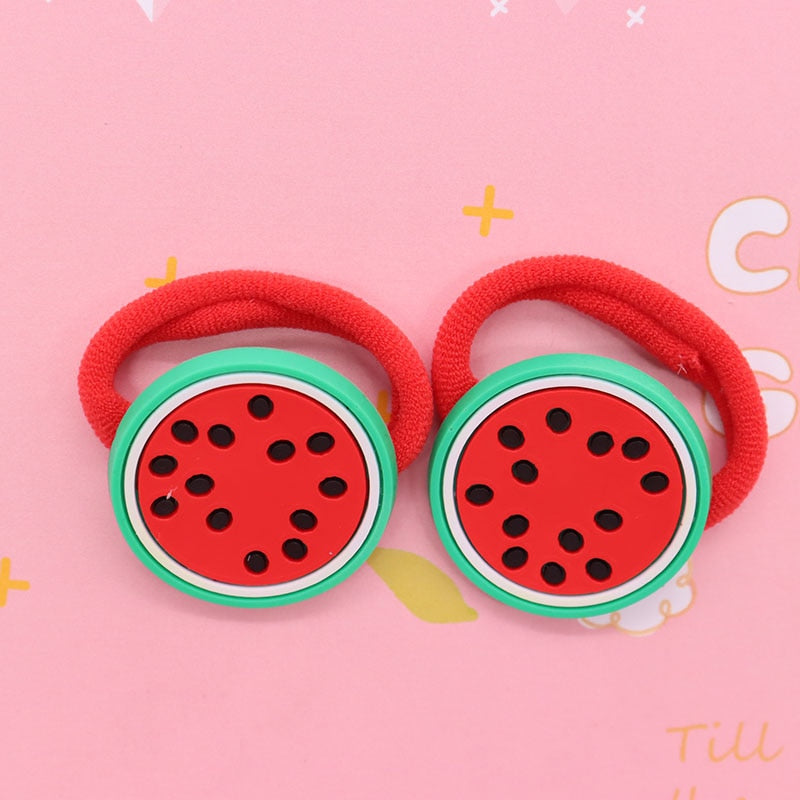 2Pcs Round Watermelon Cute Rubber Band Hairbands Creative Scrunchies Kids