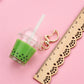 Green Milk Bubble Tea Keychains Simulation Milk Tea Cup Pendant With Moon