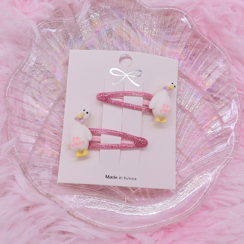 2Pcs/Set Kawaii Cartoon Hair Accessories Fashion Animal Duck Resin Baby Headband