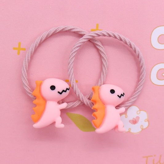 2Pcs Orange Dinosaur Cartoon Rubber Band Kids Art Hairband Creative Scrunchies