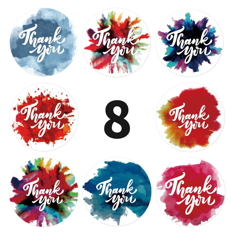 50-500pcs 8 styles Thank You Sticker for Seal Labels Round Floral Multi Color