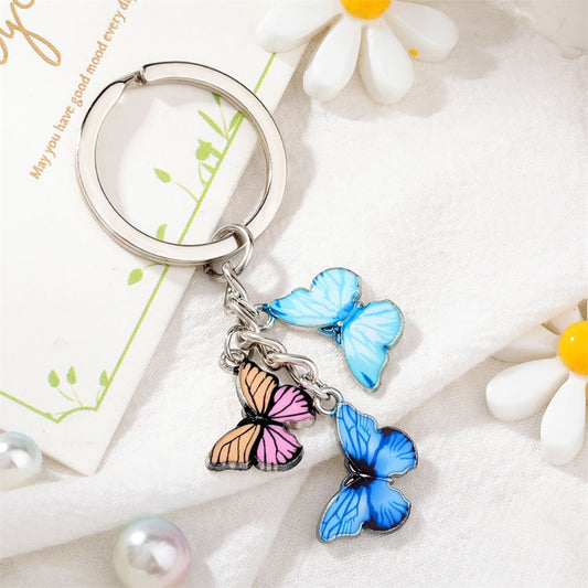 Blue Enamel Butterfly Keychain Color Dripping Butterfly Insects Color Butterfly