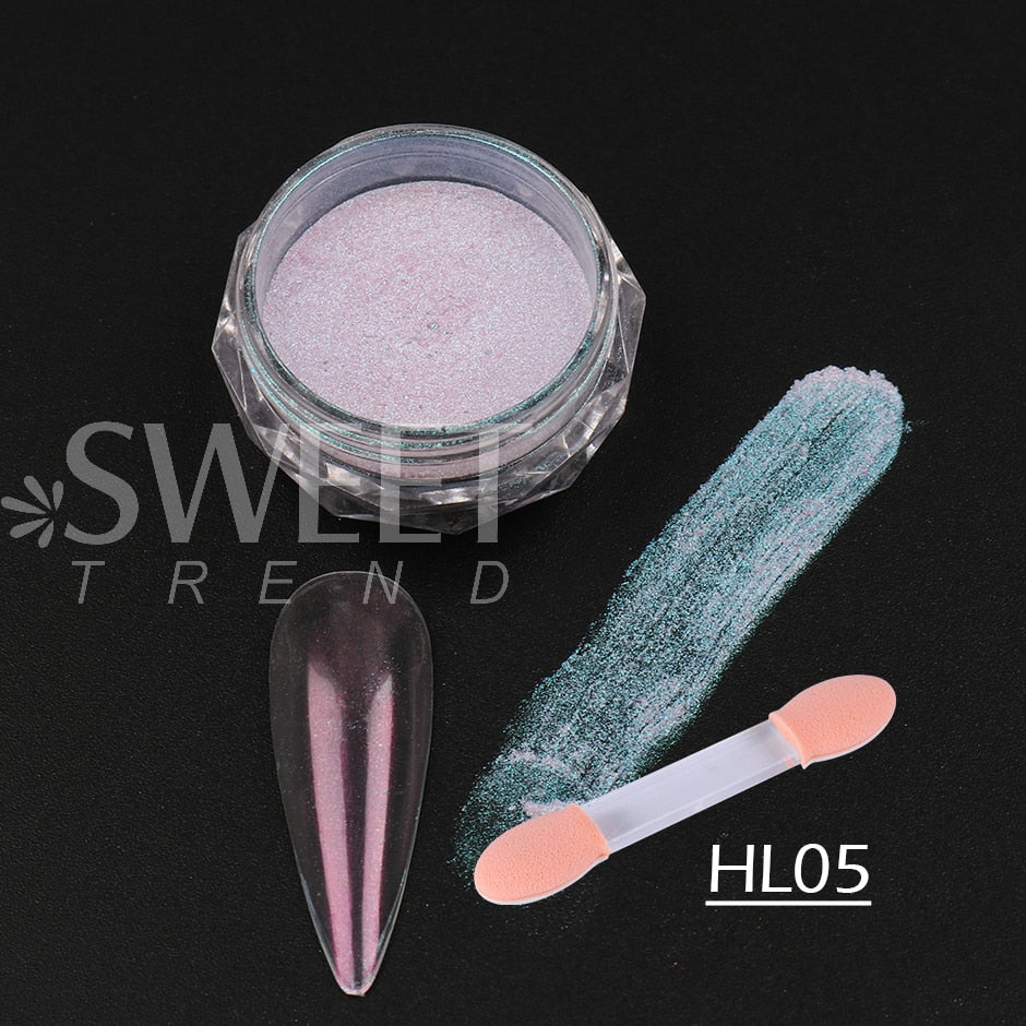 Fairy Nail Pigment Powder Holographic Fine Chrome Rubbing Dust Shimmer Gentle