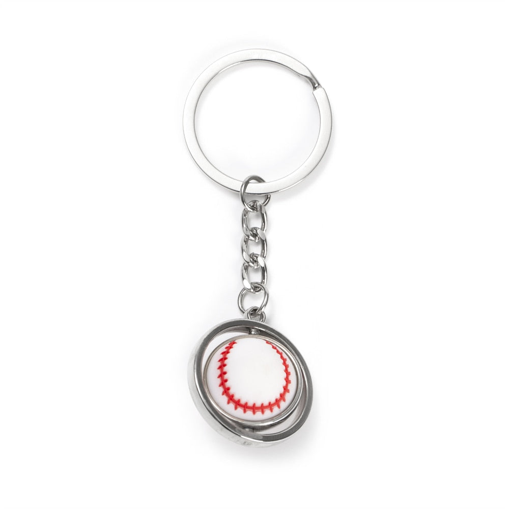 5 Styles 3D Rotating Mini Basketball Football Keychain Golf Rugby Pendant Key