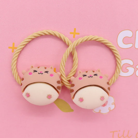 2Pcs Round Cat Baby Headband Scrunchies Children's Elastic Bands Kids Hair Ties