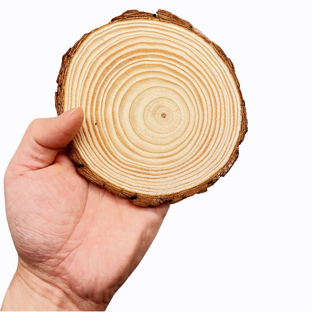 3-12cm Thick 1 Pack Natural Pine Round Unfinished Wood Slices Circles With Tree