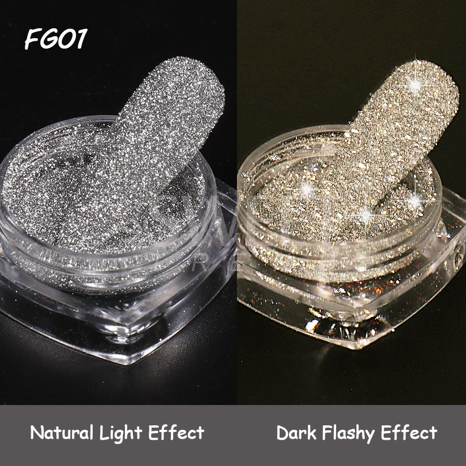 54 Colors 1 Box Reflective Nail Powder Flash Disco Diamond Chrome Pigment