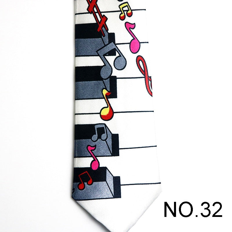 50 Styles Novelty Mens 5cm Polyester Tie Skinny Musical Neckties Piano Notes