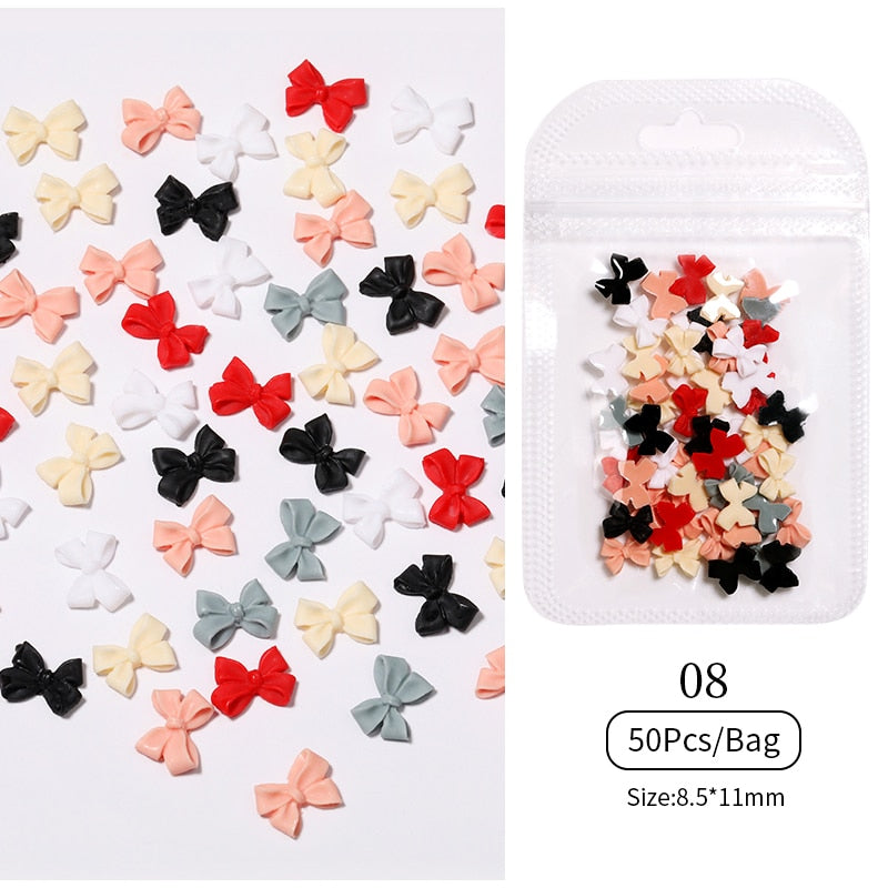 24 Styles 3D Aurora Bear Butterfly Nail Art Accessories Resin Flat Back White