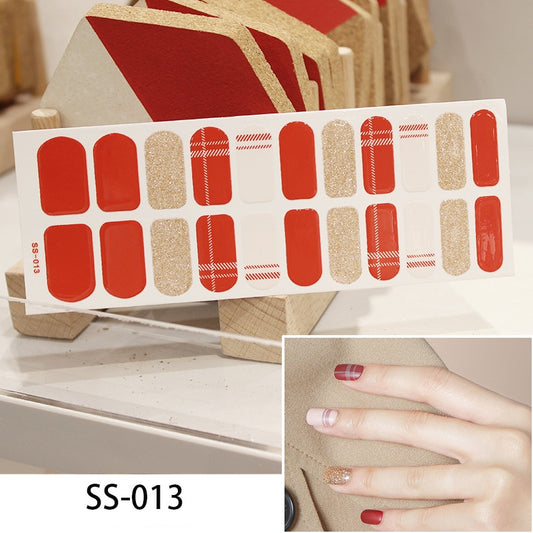 Red Gold Pattern Nail Art Stickers Nail Wraps Manicure DIY Nails Decor Decal