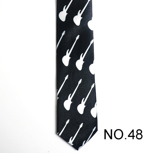 White Guitar Men's Tie Male Neckties Suit Party Ties Wedding Office Necktie