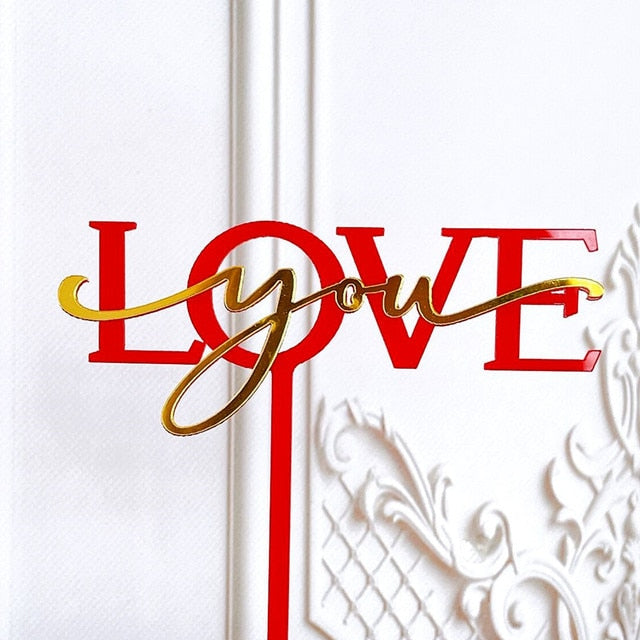 Red Love Gold You Cake Topper Party Wedding Cake Toppers Cake Decorations