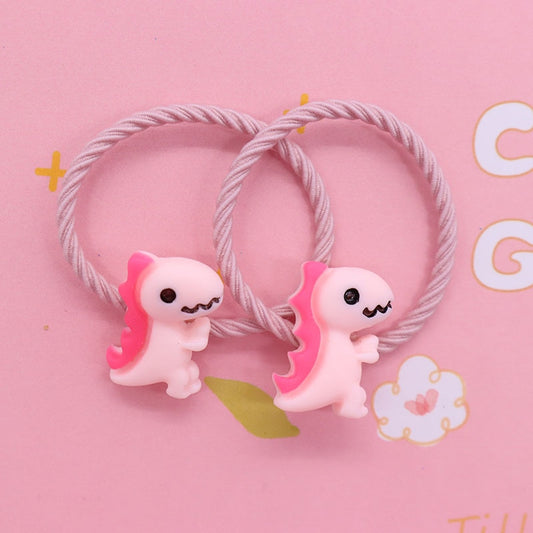 2Pcs Pink Dinosaur Cartoon Rubber Band Kids Art Hairband Creative Scrunchies