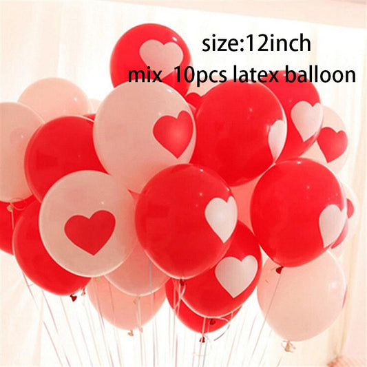 10pcs Red White Mixed Latex Balloon Valentines Day Inflatable Balloon Birthday