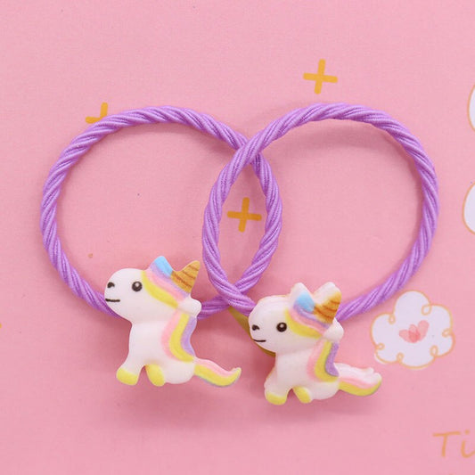 13 Styles 2Pcs Dinosaur Unicorn Rainbow Colorful Hair Accessories Rubber Band