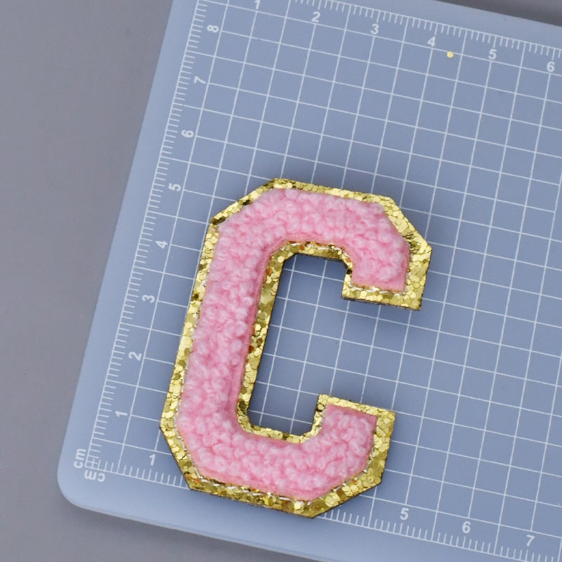 A-Z Letter Patches 5.5cm Adhesive Letter Patches Towel Chenille Embroidery For