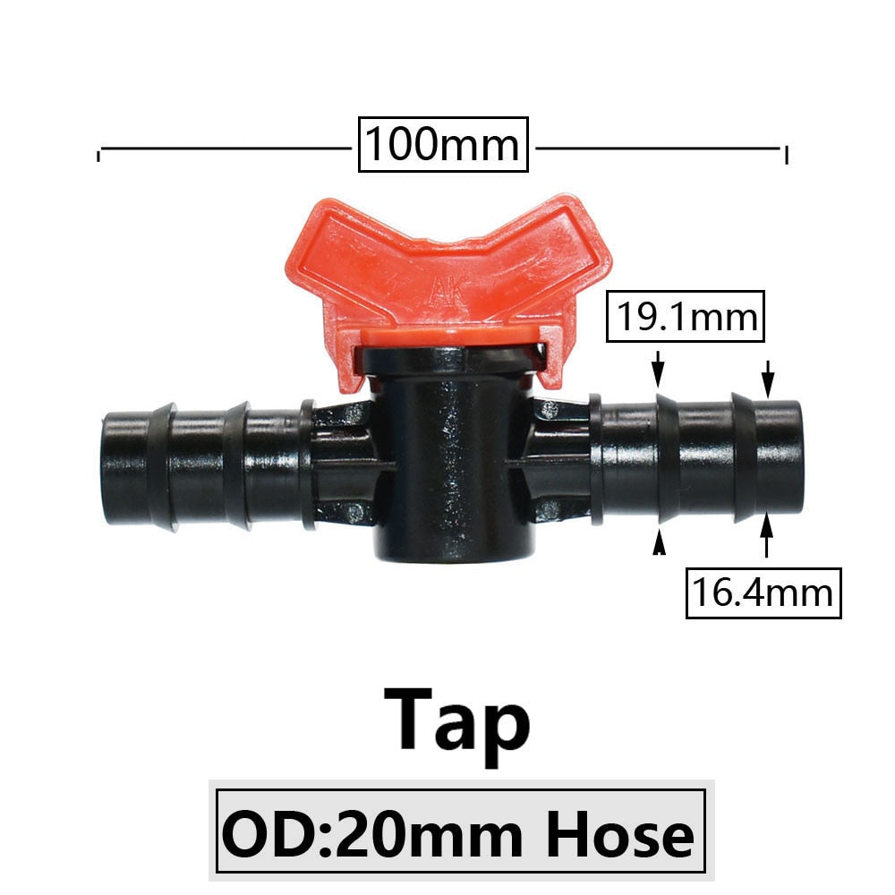 Hose Barbed Mini Valve Garden Tap Barb Connectors With 1/2