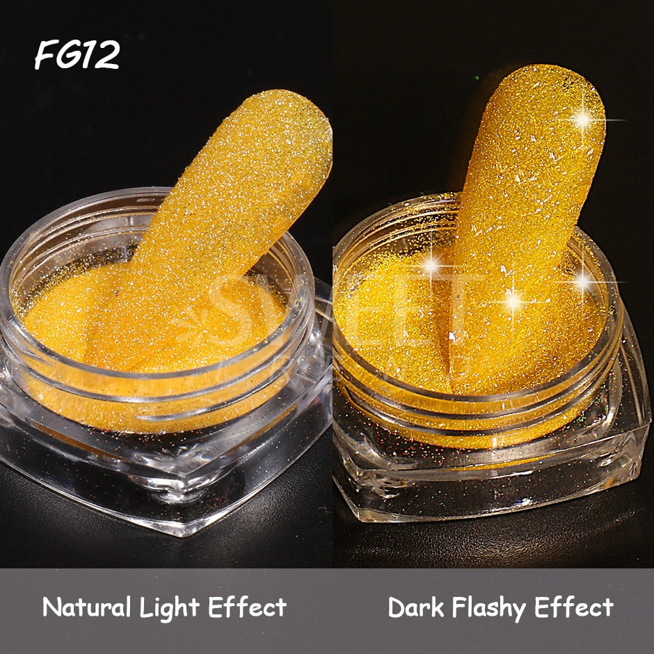 54 Colors 1 Box Reflective Nail Powder Flash Disco Diamond Chrome Pigment