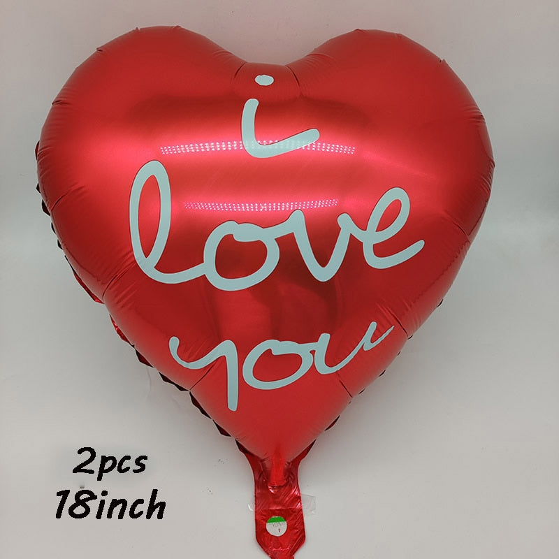 2pc Red Heart Foil Balloon I Love You Inflatable Balloon Birthday Decorations