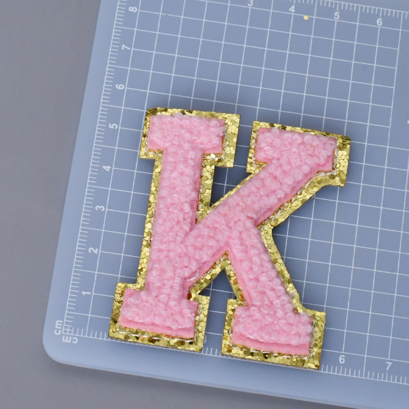 A-Z Letter Patches 5.5cm Adhesive Letter Patches Towel Chenille Embroidery For