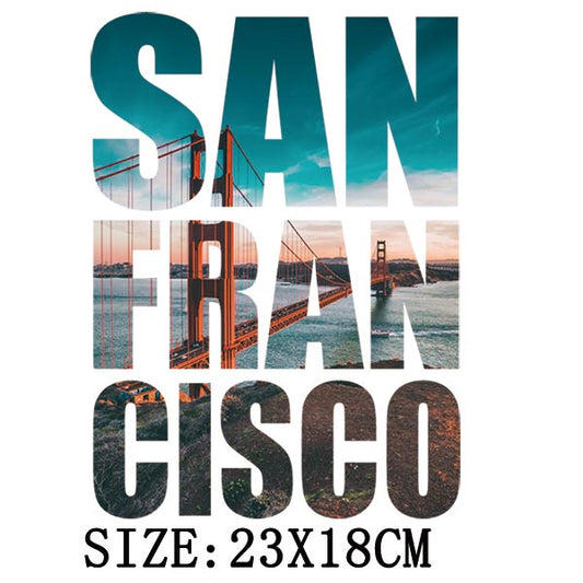 San Francisco Thermal Sticker Letter Patches Clothing DIY Iron-On Sticker