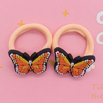 2Pcs/Set Kawaii Cartoon Animal Butterfly Headband Scrunchie Children's Elastic