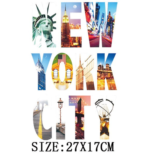 City Design New York City Thermal Sticker Letter Patches Clothing DIY Iron-On