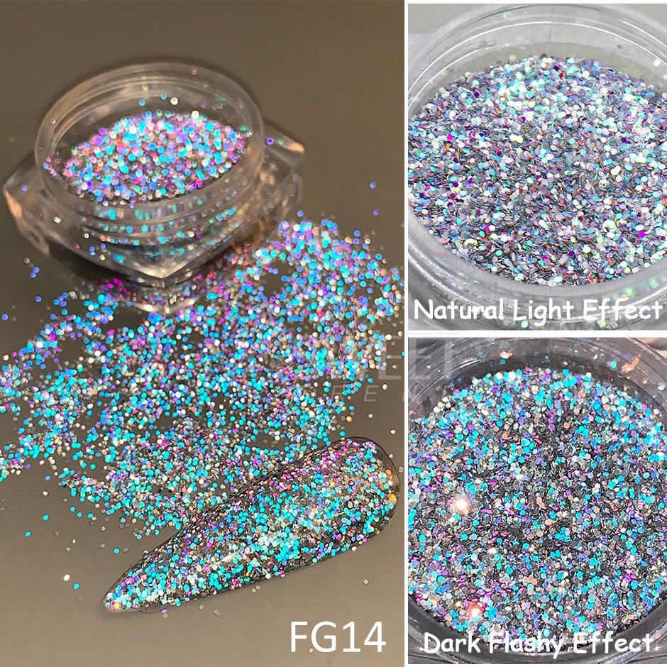 54 Colors 1 Box Reflective Nail Powder Flash Disco Diamond Chrome Pigment