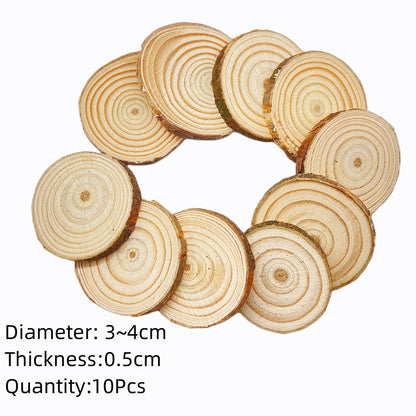 3-12cm Thick 1 Pack Natural Pine Round Unfinished Wood Slices Circles With Tree