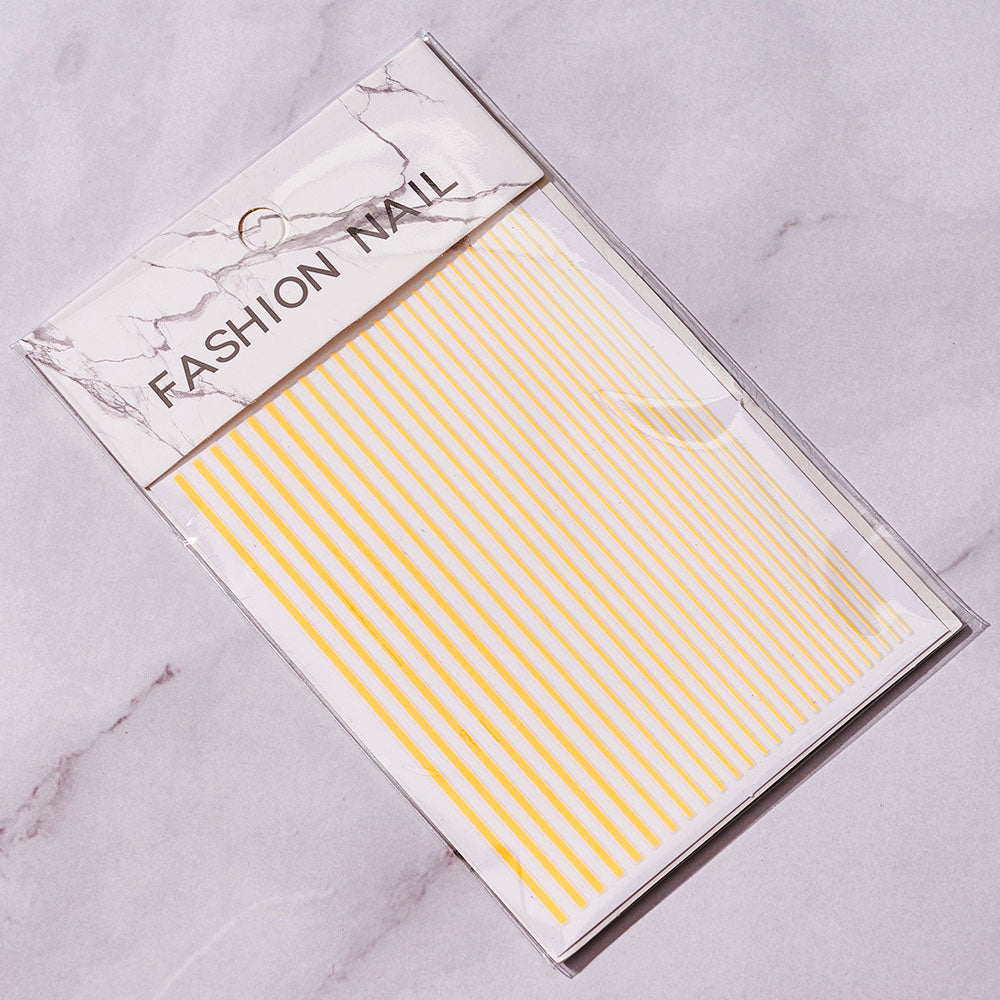 Yellow Stripe Nails Stickers Adhesive DIY Nail Art Decals Nail Accessories