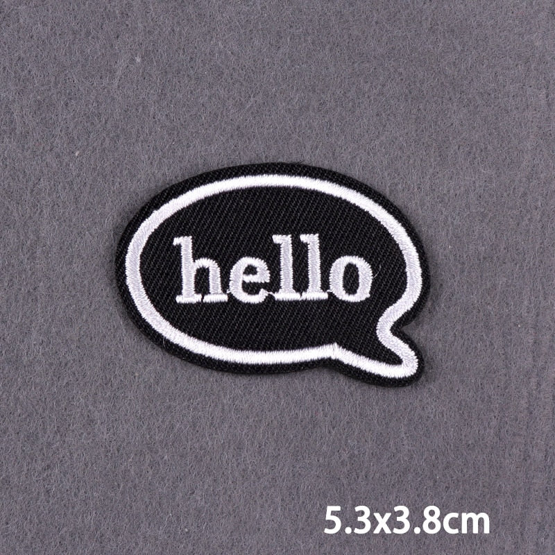 Hello Chat Symbol Slogan Patch Iron On Badge Clothes DIY Embroidery Patches
