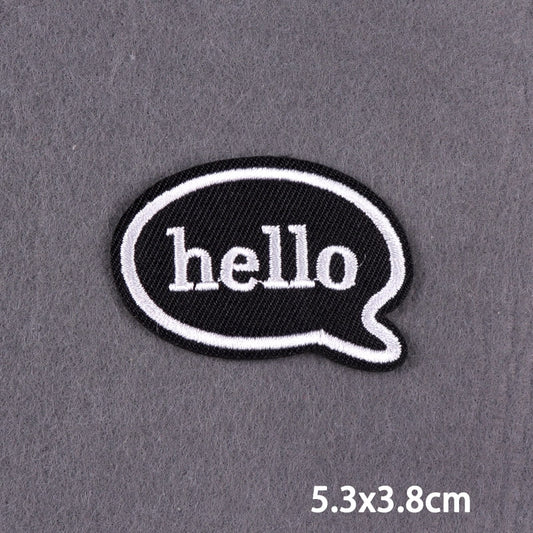 Hello Chat Symbol Slogan Patch Iron On Badge Clothes DIY Embroidery Patches