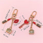 Red Lips Rhinestone Lipstick Handbag Shape Keychain Lip Alloy Keyring For Women