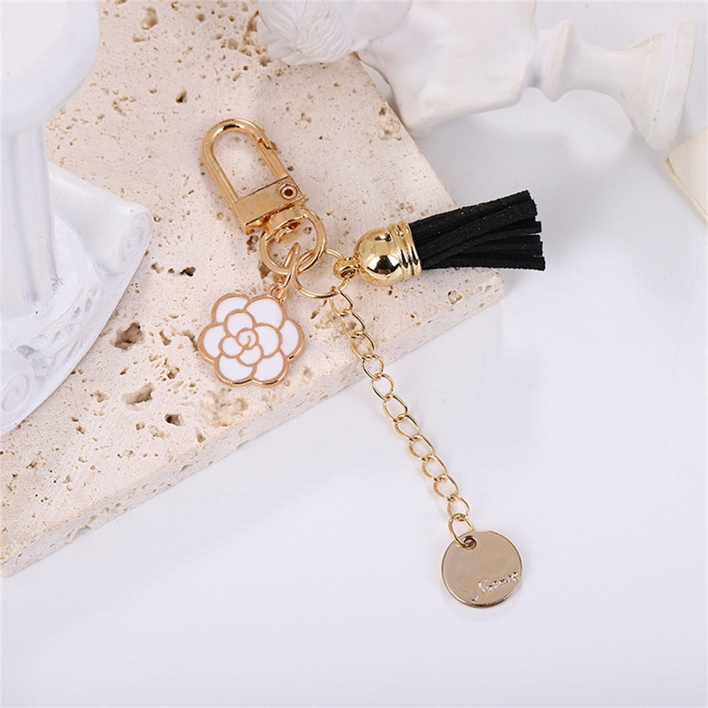 4 Styles Flower Tassel Keychain Earphone Sleeve Ornaments Sweet Keyrings Cute