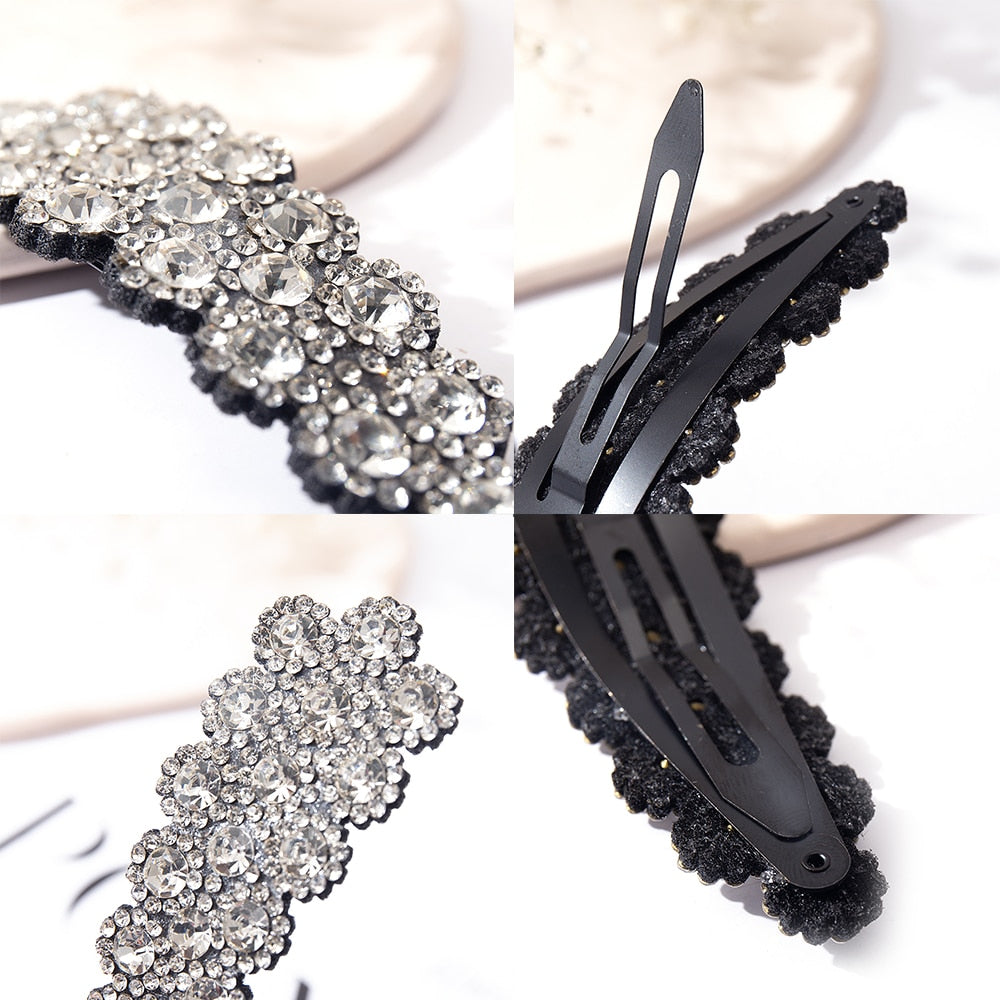 Shine Full Rhinestone Hair Clip Barrettes Duckbill Hairpins for Women Baroque