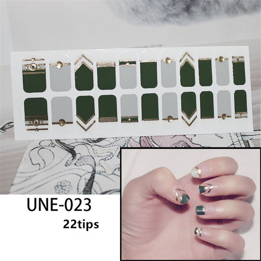 Olive Green Gold Decor Nail Art Stickers Nail Wraps Manicure DIY Nails Decor