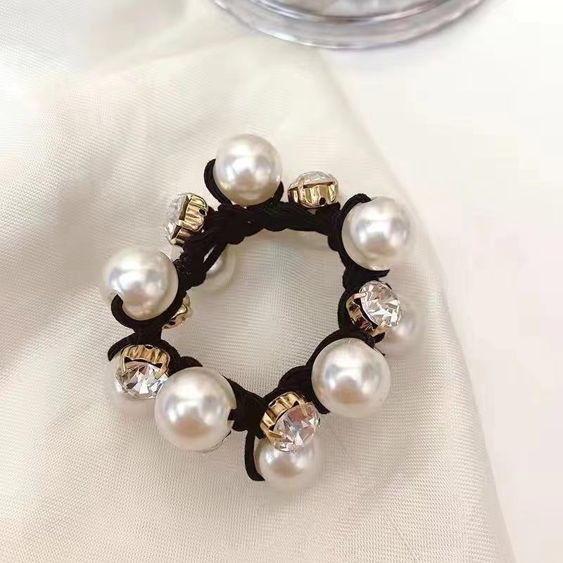 1Pcs 3 Colors Women's Pearl Hair Rope Hair Ring Ball Head Ponytail Rubber Band