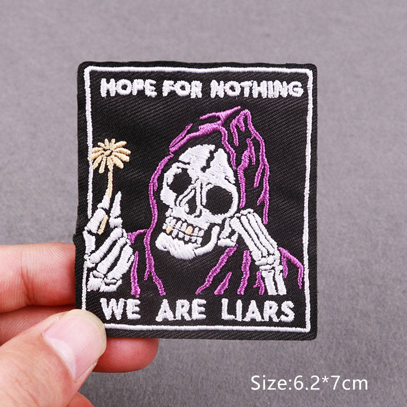 Hope Skeleton Meme Embroidery Patch Clothing Adhesive Halloween Badges