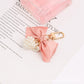 4 Styles Bow Keychain Fashion Geometry Pearl Flower Keyring For Women Handbag