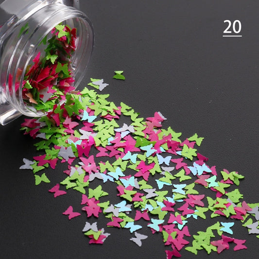 Green-Pink Butterfly Nail Glitter Decoration Nail Art Decor DIY Design Nails