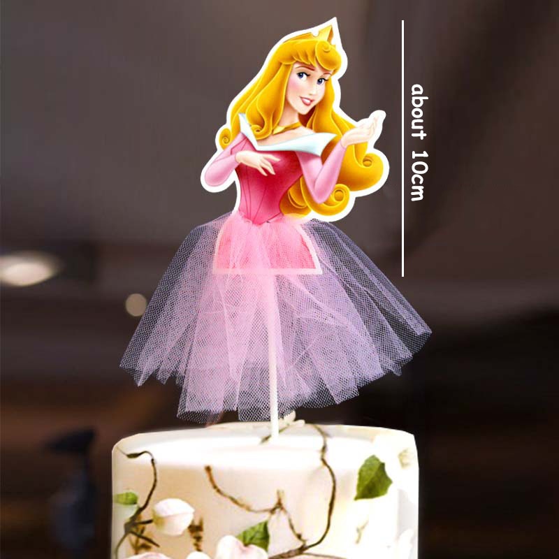 1pc Blond Hair Fairytale Princess Cake Cupcake Toppers Cake Flag Birthday Baby