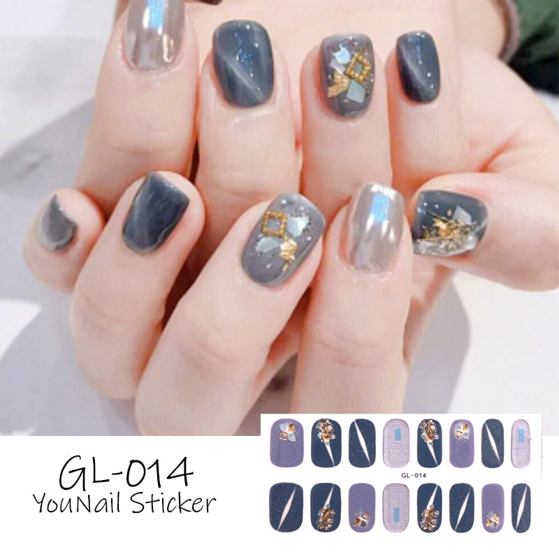 Grey Shimmering Nail Art Stickers Nail Wraps Manicure DIY Nails Decor Decal