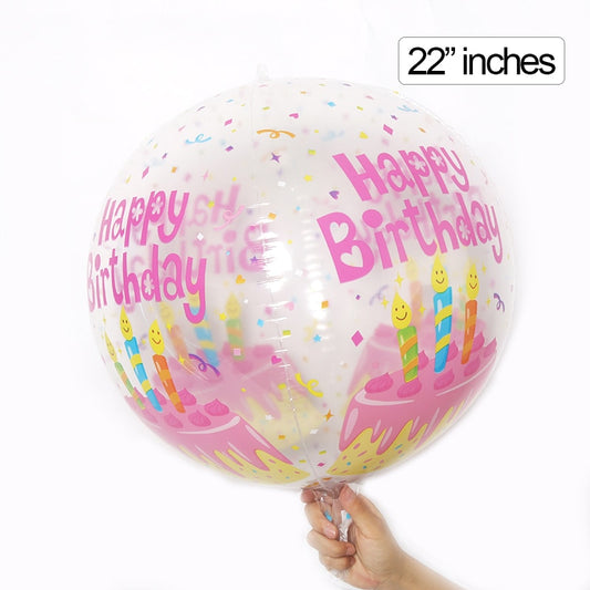 22inch Pink Clear Round Happy Birthday Balloons Birthday Party Decoration Art