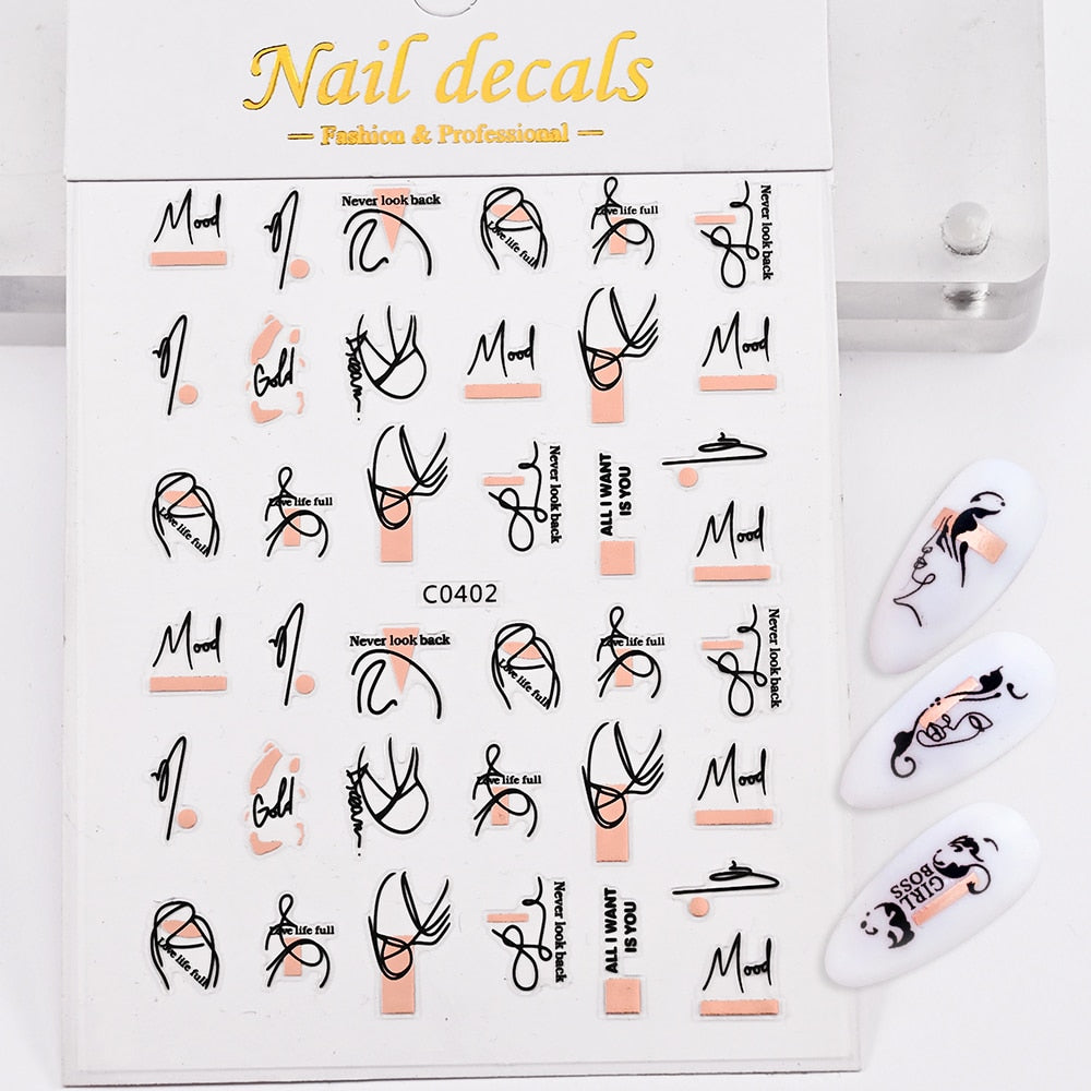 Girl Boss All I Want Is You Nails Stickers Adhesive DIY Nail Art Decals Nail