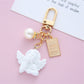 Retro White Angel Keychain Charms Earphone Case Key Holder Girl Cute Pearl Key